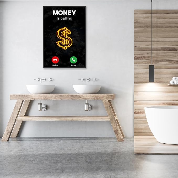 Work Motivation Hustle Inspiring Sign Wall Art Trendy Motivational Positive Quotes Canvas Poster Funky Motivational Quotes Prints Painting For Office Living Room Wall Decor 24x36in Framed