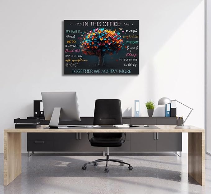 Office Inspirational Quotes Canvas Wall Art Teamwork Positive Energy Picture Wall Decor Team Rules Inspiring Poster Print Painting for Living Room Bedroom Man Cave Decoration Prepare To Hang