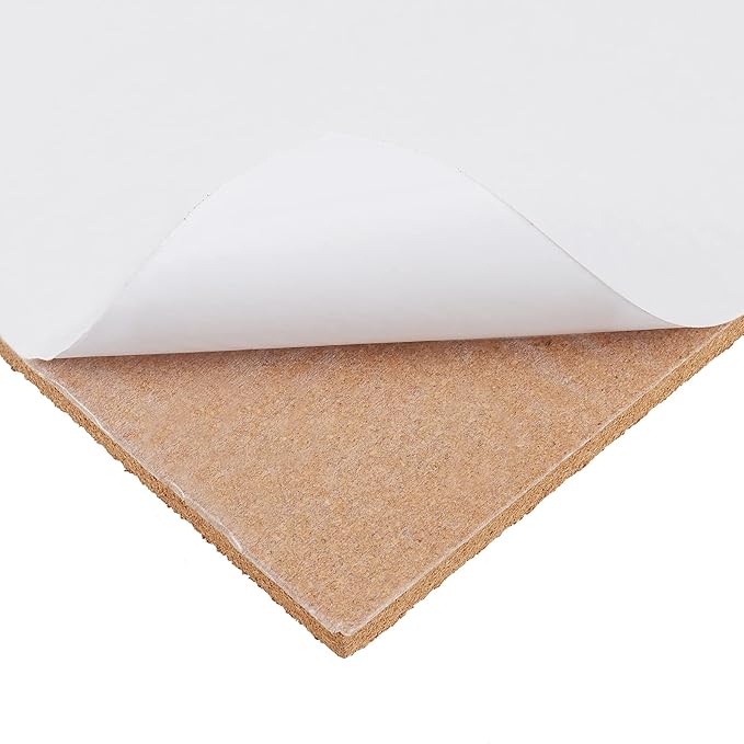 10 Pack Cork Board Tiles, 12 x 12 x 1/2 inch Bulletin Board Cork Panels, Cork Tiles with Self Adhesive for Wall Pictures, Notes, Office, Room, Home Decor