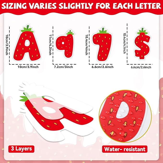 260 PCS Strawberry Bulletin Board Letters for Classroom 4” Letters Combo Pack Set Sweet Berry Classroom Decorations Alphabet Numbers Symbols Letters for Bulletin Board Cutouts Card for Classroom Decor