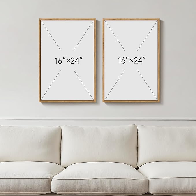 Framed Boho Sun and Moon Wall Art Set of 2 for Living Room, Terracotta Blush Mid Century Modern Canvas Artwork for Walls, Bohemian Abstract Minimalist Wall Decor for Bedroom Home Office, 16x24 Inch