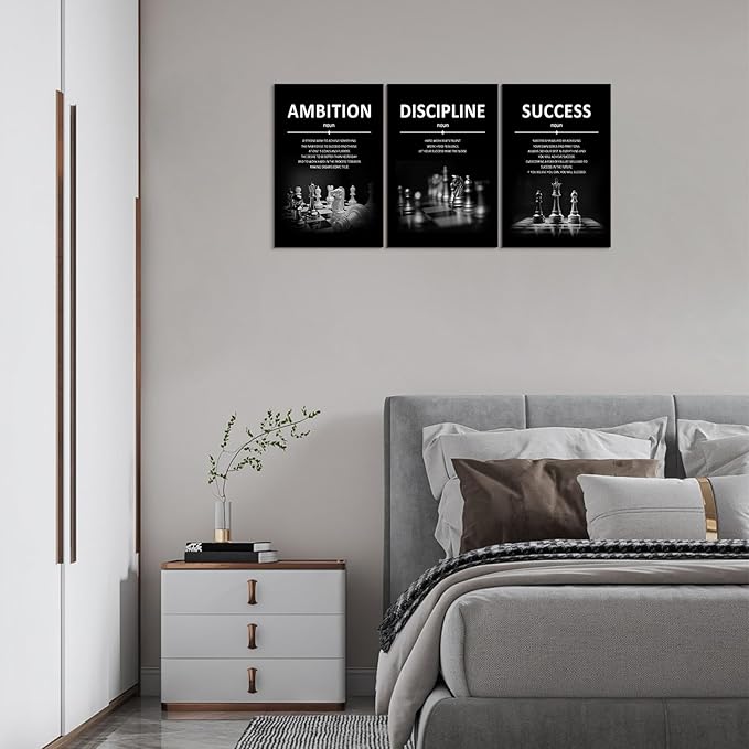 Success Wall Art Motivational Wall Decor Inspirational Quotes Pictures Posters Framed Canvas Wall Art Prints Goal Artwork Home Office Wall Decor Ready to Hang