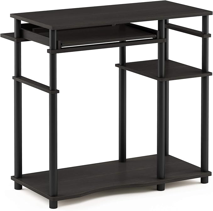 Furinno Abbott Computer Desk with Bookshelf, Espresso/Black