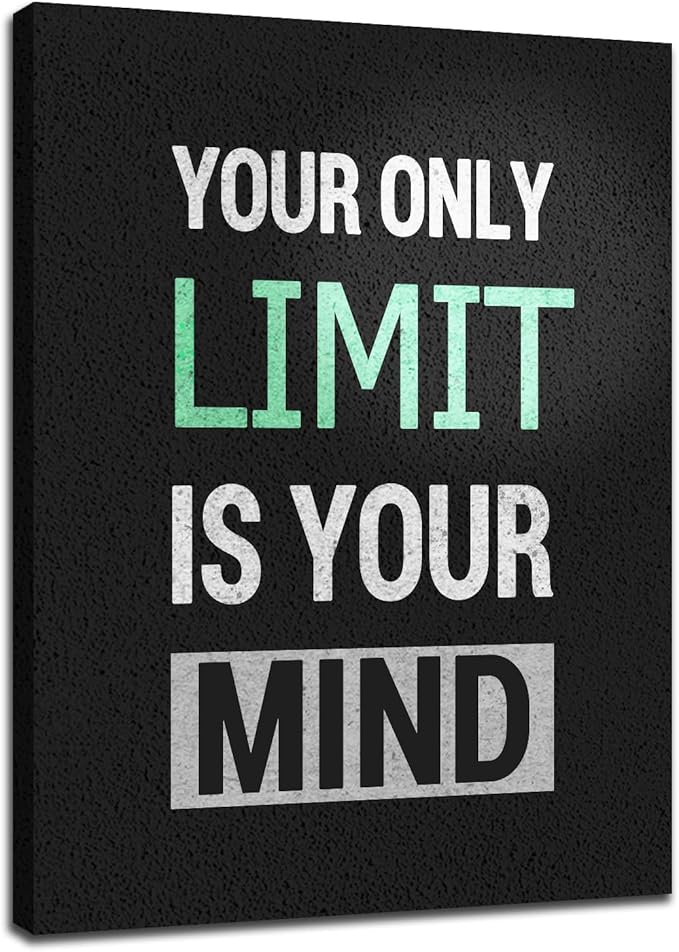 Motivational Office Wall Decor Inspirational Limit Canvas Wall Art Positive Poster Print Entrepreneur Quote Wall Picture Print Artwork for Home Bedroom Living Room Framed Ready to Hang [18''Wx24''H]