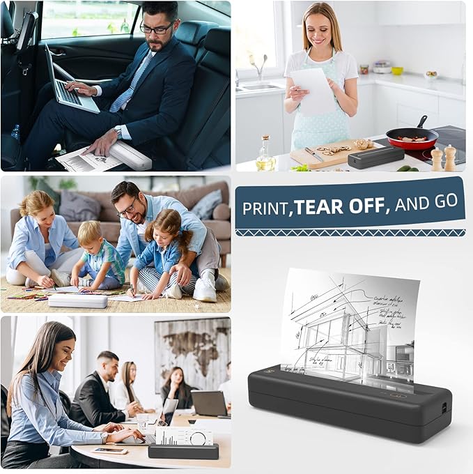 HPRT Wireless Portable Printer - Bluetooth Thermal Printer for Travel, Mobile Office, School, Home Compatible with iOS Android,Black