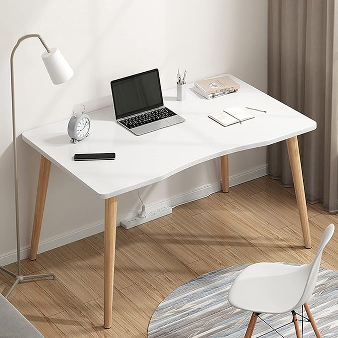 27.5 Inches Small Computer Desk for Home Office,Modern Simple Style for Home Office Study,Study Student Writing Desk,Home Office Desks,4 Curved Table Corner Protection,White (White)
