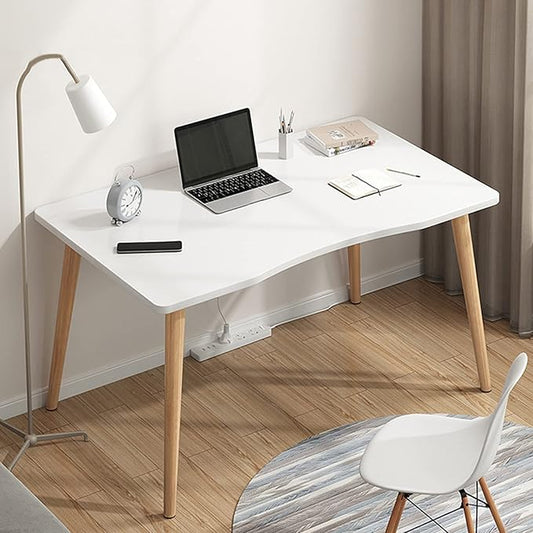 27.5 Inches Small Computer Desk for Home Office,Modern Simple Style for Home Office Study,Study Student Writing Desk,Home Office Desks,4 Curved Table Corner Protection,White (White)