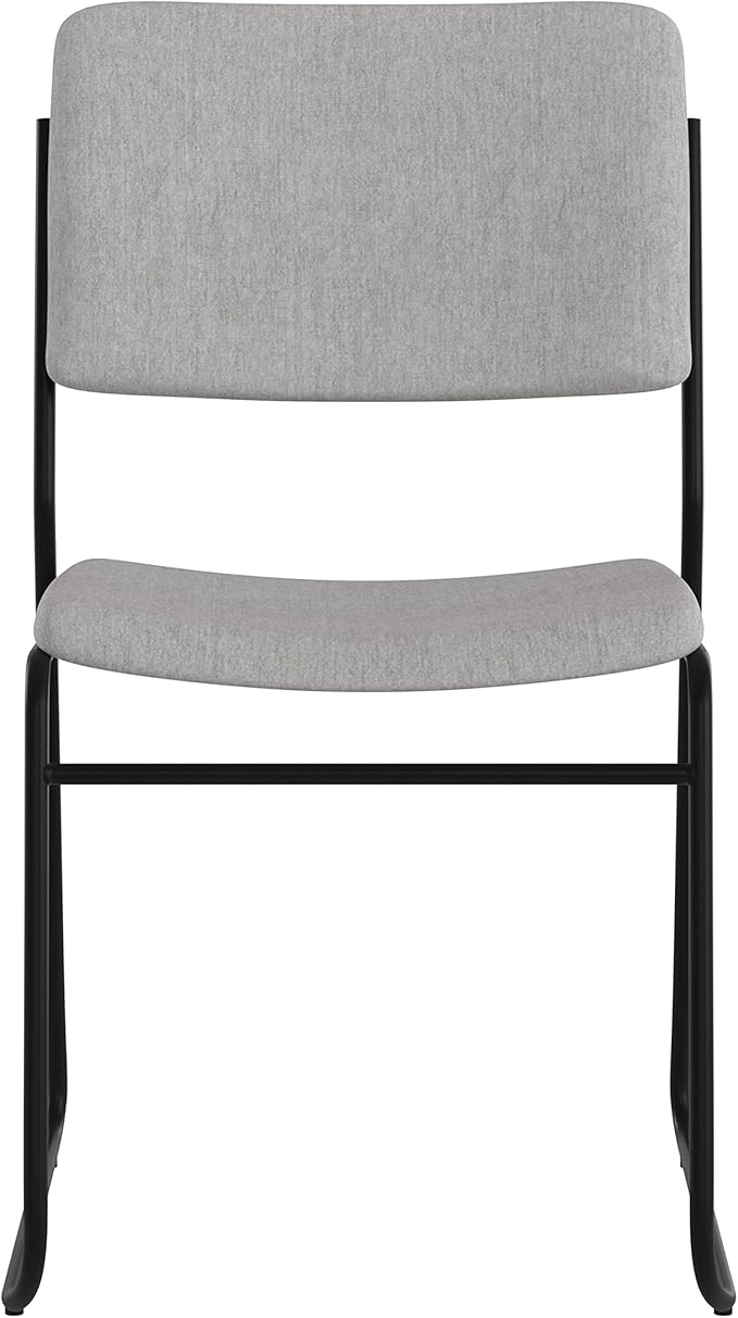 Flash Furniture HERCULES Series 500 lb. Capacity High Density Gray Fabric Stacking Chair with Sled Base