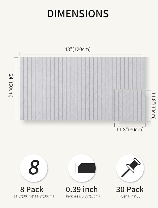 Large Bulletin Board 48"x 24" Cork Boards for Walls, 12 Pack Felt Wall Panels Photo Board, Cork Board for Office Home Pin Board