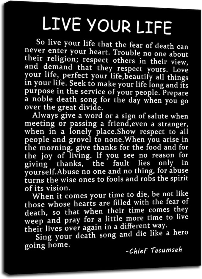 Inspirational Canvas Poster Live Your Life Printed Modern Artwork Motivational Wall Art for Living Room Hallway Office Home Decor Stretched and Framed [30" W X 40" H]