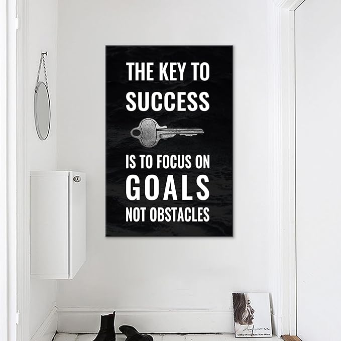 Motivational Poster Wall Art Success Inspirational Quotes Print on Canvas Positive Energy Theme Picture Painting Wall Decor Artwork for Modern Home Living Room Classroom Ready to Hang [24''Wx36''H]