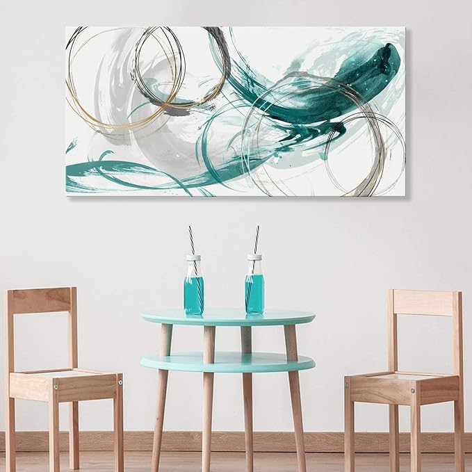 Sxurmtiie Canvas Wall Art Abstract Art Paintings green Fantasy Colorful Graffiti on White Background 24inchx48inch Modern Artwork wall Decor for Living Room Bedroom Kitchen