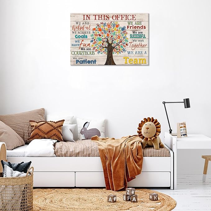 Trendy In This Office We Are A Team Inspirational Wall Art Work Positive Motivation Modern Canvas Posters Encouraging Sign Prints Painting For Office Living Room Wall Decor 8x12in Framed