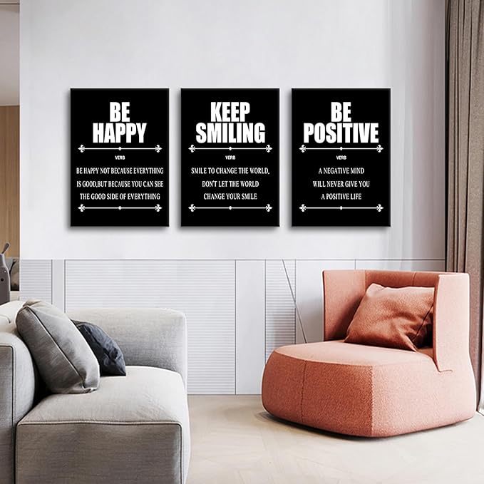 Inspirational Canvas Wall Art Home Decor 3 Pieces Motivational Entrepreneur Poster Print Positive Picture Painting Artwork for Living Room Gym School Office Stretched and Framed [60''Wx28''H]