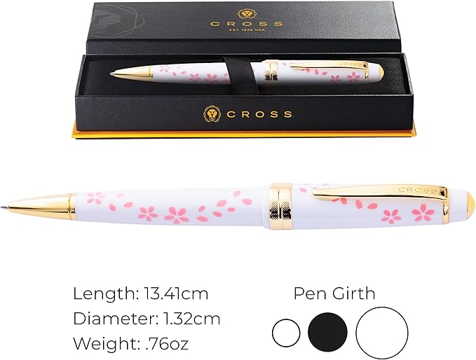 Cross Bailey Light Cherry Blossom Glossy White Resin with Gold PVD Appointments Ballpoint Pen