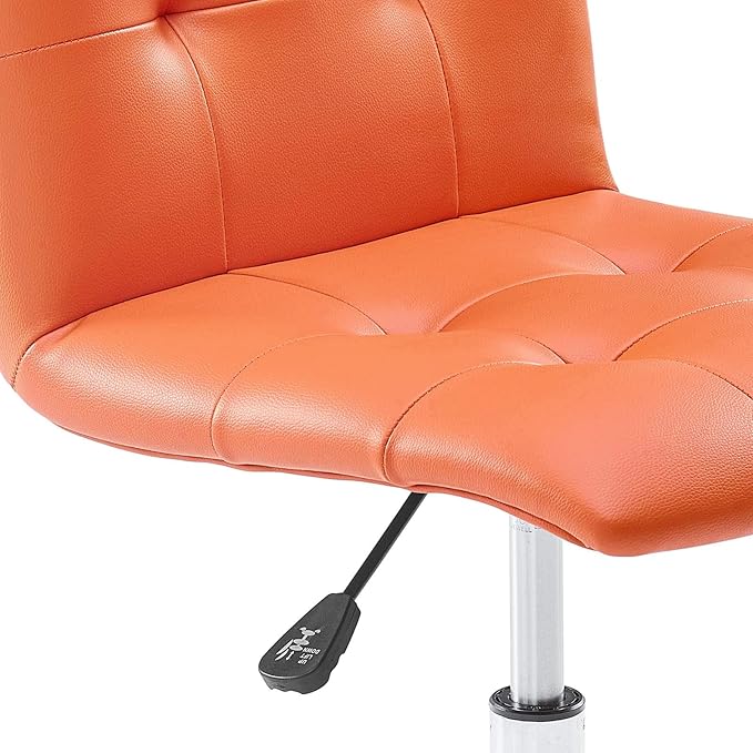 Modway Prim Ribbed Armless Mid Back Swivel Conference Office Chair In Orange