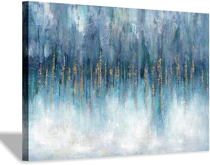 Abstract Art Canvas Painting Picture: Large Artwork Picture with Hand Painted Gold Foils Textured Wall Art for Walls (45'' x 30'' x 1 Panel)