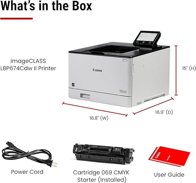 Canon Color imageCLASS LBP674Cdw II - Wireless, Duplex, Laser Printer with 3 Year Limited Warranty, 35 PPM