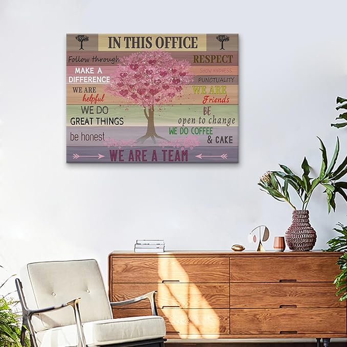 Motivational Wall Art for Office In This Office Signs Quotes Positive Modern Decor Poster Canvas Print Inspiring Tree Background Picture Artwork for Bedroom Workplace Framed Wall Decor [18''Wx24''H]