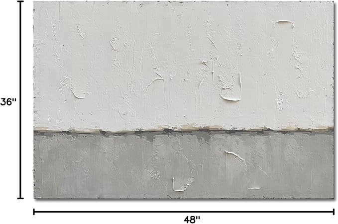 NANKAI Grey and White Minimalist Large Contemporary Art - 36x48 inch Wall Decoration For Home and Office