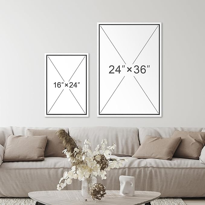 SIGNFORD Framed Wall Art Print Set Geometric Block Abstract Shapes Illustrations Modern Decorative Multicolor Relax/Calm Chic for Living Room, Bedroom, Office - 16"x24"x3 White