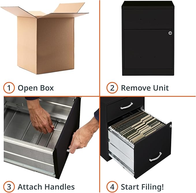 2 Drawer Locking Filing Cabinet | Pre-Assembled Steel Construction | Space-Saving Design is Perfect for Home and Small Office | Letter-Size | Assembled in North America