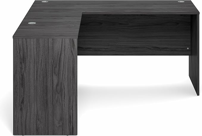 Furinno Roger 60 Inch L-Shaped Office Desk, Executive Desk with Reversible Desk Return, Modesty Panel, Desk Cord Grommet, Scratchproof, for Home Office, Coastal Grey