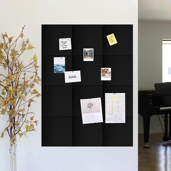 Large Bulletin Board 48"x36" Cork Boards for Walls, 12 Pack Felt Wall Panels Photo Board, Cork Board for Office Home Pin Board