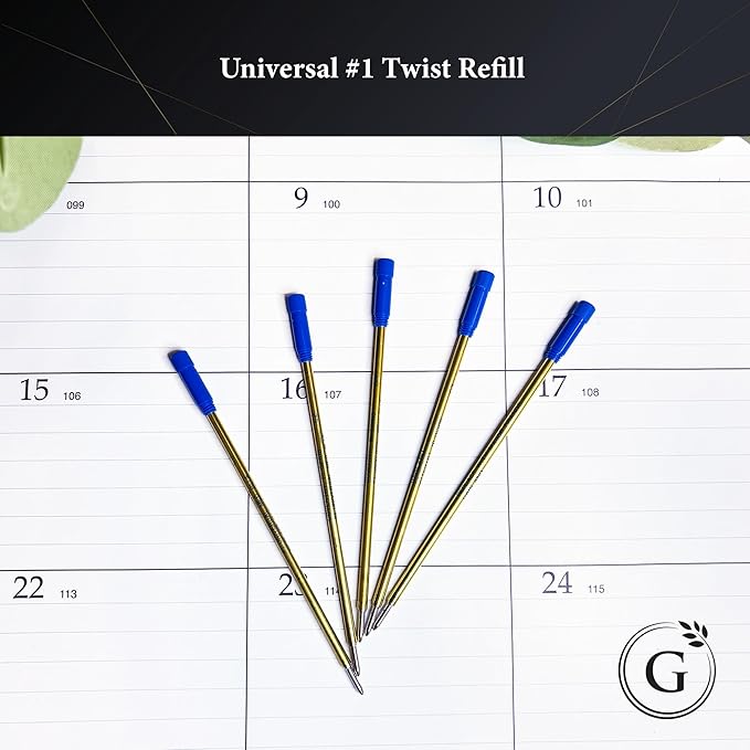 Garland Universal #1 Cross Compatible Ballpoint Pen Refill, USA Made, Archival Ink, 1.0mm Medium Point, Smooth Writing, 5 Pack (Blue)