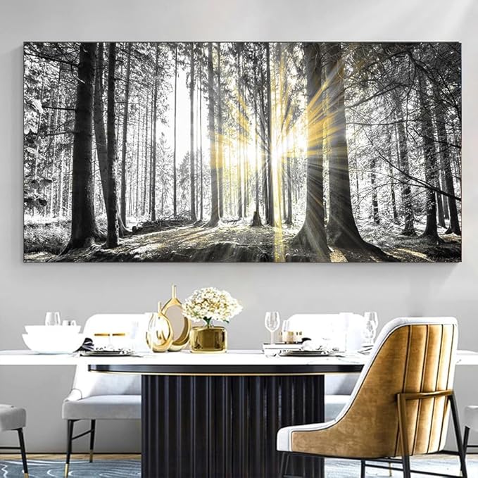 Yxbhhym-Bedroom Wall Art Decor Black and White Forest Wall Art Trees Picture Large Canvas Prints Landscape Artwork for Walls Nature Scenery Poster Painting Living Room Office Decorations