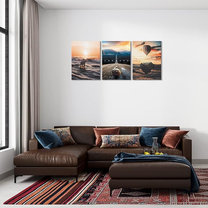 BWSPACE Motivational Canvas-Inspirational 3 Pieces Wall Art Decorations for Office Living Room and Bedroom Decor