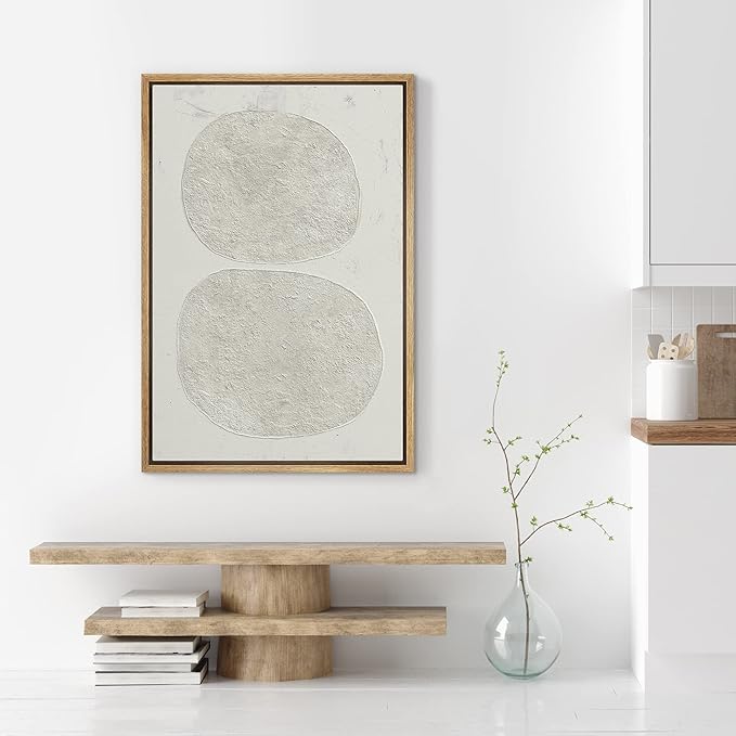 SIGNWIN Framed Canvas Print Wall Art Tan Pastel Polygon Duo Collage Abstract Shapes Illustrations Modern Art Nordic Zen Decorative Minimal Boho for Living Room, Bedroom, Office - 16"x24" Natural