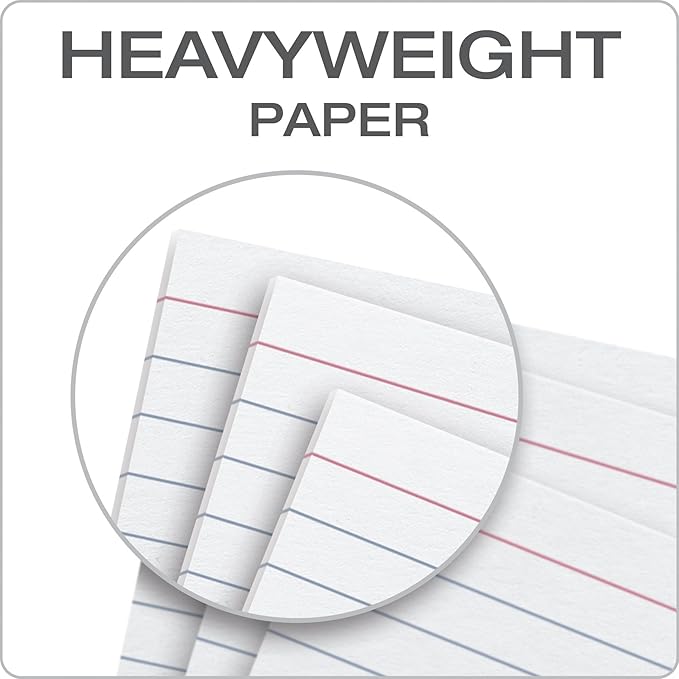 Oxford Index Cards, 3" x 5", White, 100 Per Pack | Heavyweight | Ruled | Pack of 2