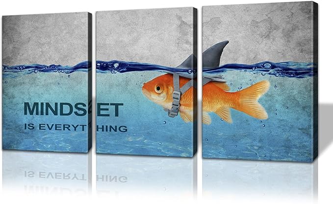 BWSPACE Mindset is Everything Wall Art Office Decor Motivational Wall Art Canvas Prints Entrepreneur Bundle Set 3 Pieces Inspirational Grind Hustle Success Execution (60" W x 28" H, MIE)