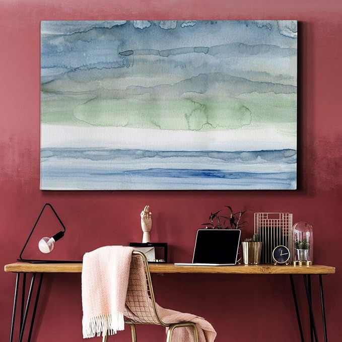 WEXFORD HOME Landscape Wall Art Premium Gallery Wrapped Canvas Abstract Ocean Forest Modern Artwork Decoration for Living Room Kitchen Bathroom Office, Ready to Hang, Seaside Detail, 32x48