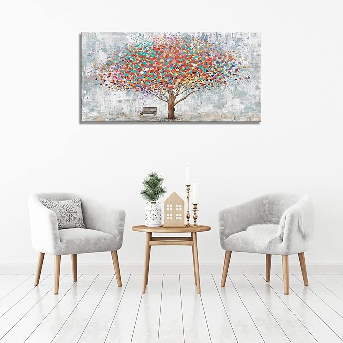 DZL Art H71150 Tree Wall Art Canvas Prints Paintings Abstract Colorful Tree Painting Landscape Modern Artwork for Living Room Bedroom Office Home Wall Decoration Decor