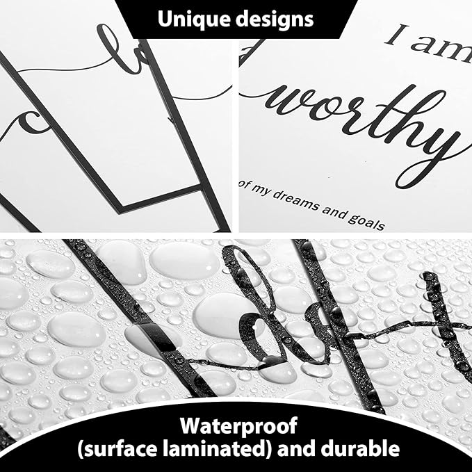 Outus 9 Pieces Inspirational Motivational Wall Art Office Bedroom Wall Art,Daily Positive Affirmations for Men Women Kids Inspirational Positive Quotes Sayings Decor(White)