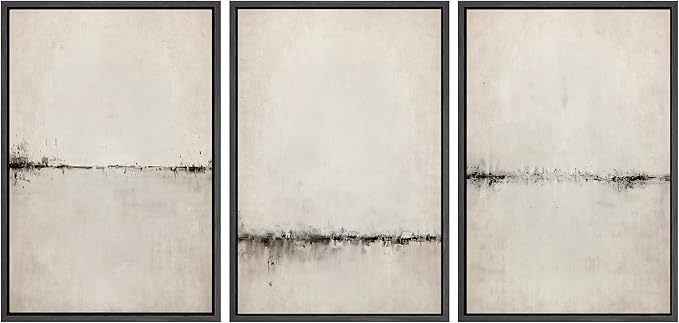 SIGNWIN Framed Canvas Print Wall Art Set Abstract Watercolor Serene Aesthetic Illustrations Modern Art Decorative Nordic Abstract for Living Room, Bedroom, Office - 16"x24"x3 Black