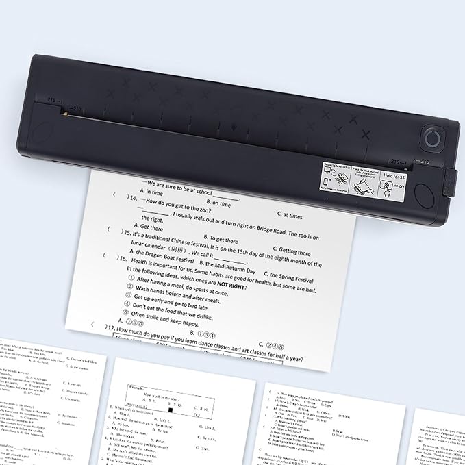 Yoidesu Inkless Portable Printer for Travel,Printers for Home Use,Wireless Thermal Printer with Bluetooth,Printable Paper Width 210 218mm Wide,Compatible with Android for Home Office (Dark Blue)