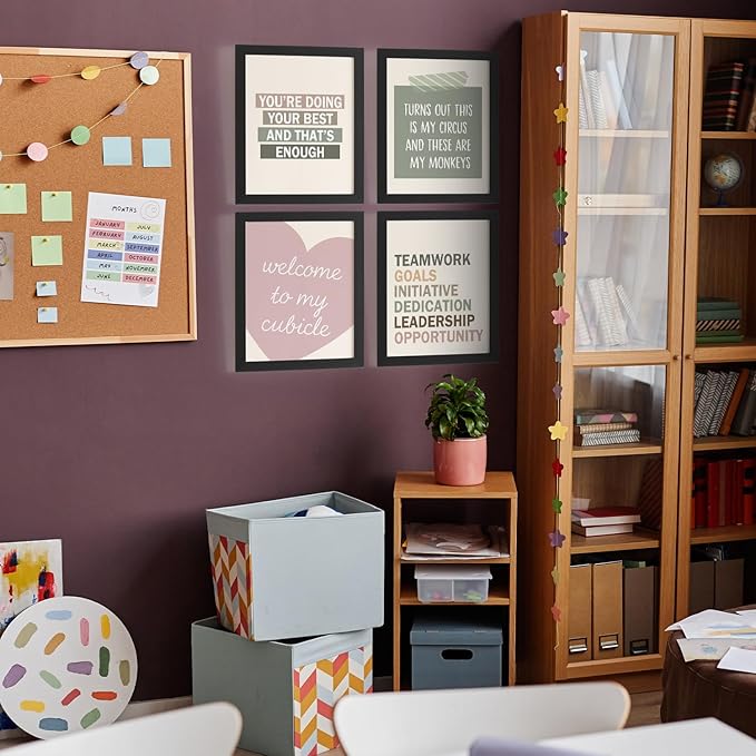 DSHFG Motivational Office Wall Art Decor Posters Prints Set of 4, Inspirational Therapy Office Decorations for Work, Cubicle Wall Decor, 8x10 Unframed