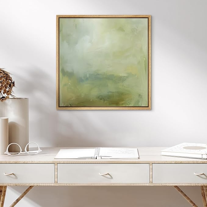 SIGNWIN Framed Canvas Print Wall Art Soft Blush Gradient Minimalist Light Pink Illustration Modern Art Decorative Nordic Minimal Calm/Zen for Living Room, Bedroom, Office - 24"x24" Natural