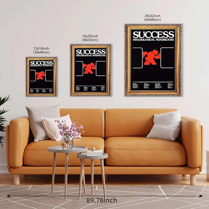 Vintage Framed Abstract Success Wall Art Canvas Print Oil Paintings Reproduction World Classics Retro Poster Art Print Stunning Home Decor for Office (Retro Framed,12L X16W)