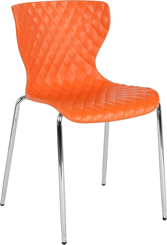 Flash Furniture Lowell Contemporary Design Orange Plastic Stack Chair