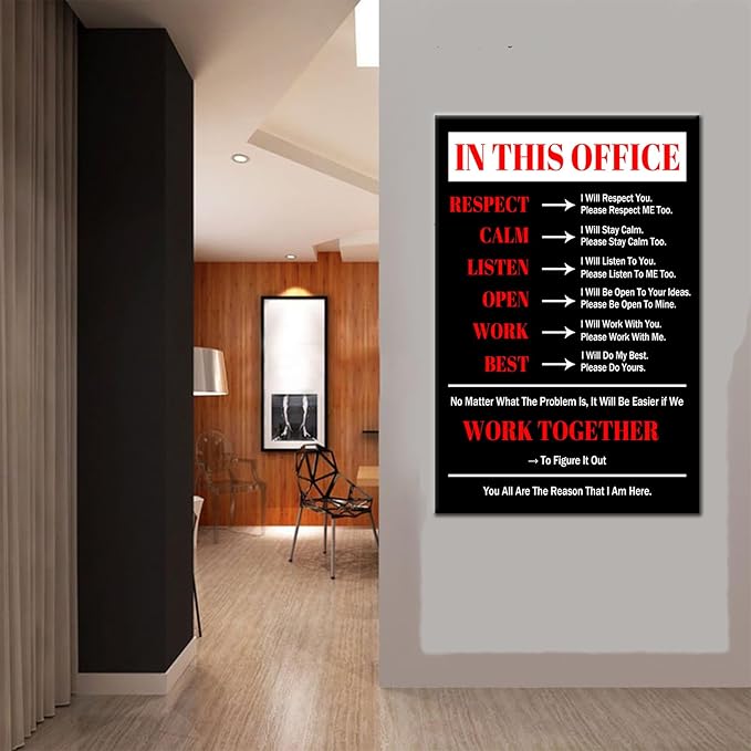 Inspirational Wall Art In This Office Quote Motivational Poster Inspiring Canvas Painting Prints Wall Pictures for Living Room Home Decor Framed Artwork Stretched and Framed [24''Wx36''H]