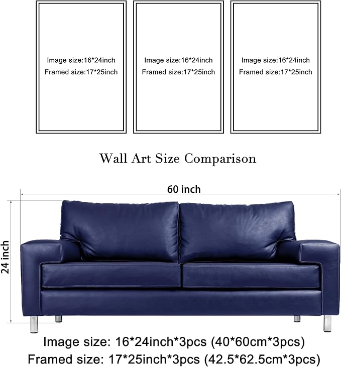 Wieco Art Black Framed 3 Panels Canvas Prints of Vincent Van Gogh Paintings Reproduction Starry Night Over the Rhone Cafe Terrace at Night Canvas Wall Art for Home Office Decor