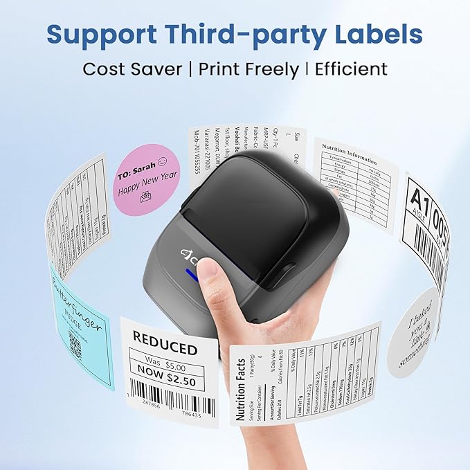 CLABEL Label Maker Machine with Tape 221B Inkless Label Printer Include 6 Rolls 1.96 * 1.57mm Labels Paper Handheld Barcode Printer for Retail School Office Organization Label Makers with APP Gray