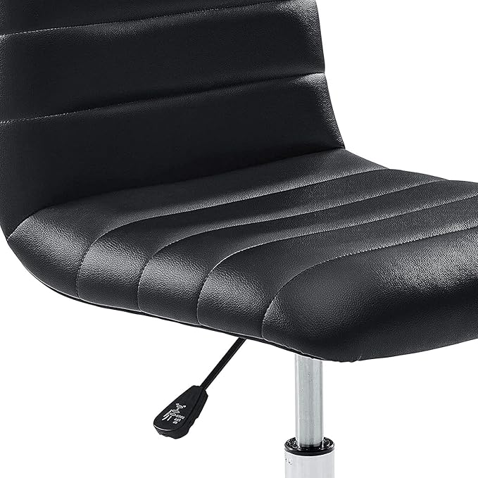 Modway Ripple Ribbed Armless Mid Back Swivel Computer Desk Office Chair In Black