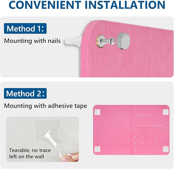 DOLLAR BOSS 3-in-1 Foldable Bulletin Board 16"x24" Horizontal- Magnetic Whiteboard with Cork & Acrylic Shelves, Sound-Absorbing Felt for Home/Office/Dorm Includes Pins/Magnets (Pink)