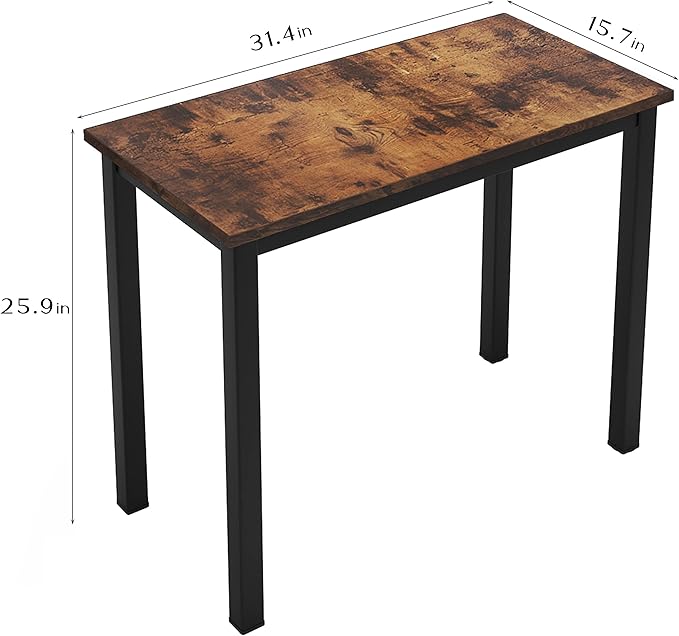 sogesfurniture 31.5 inches Sturdy Writing Desk for Small Spaces, Home Office Desk Computer Desk Gaming Desk Computer Table Sturdy Writing Workstation for Home Office, Brown