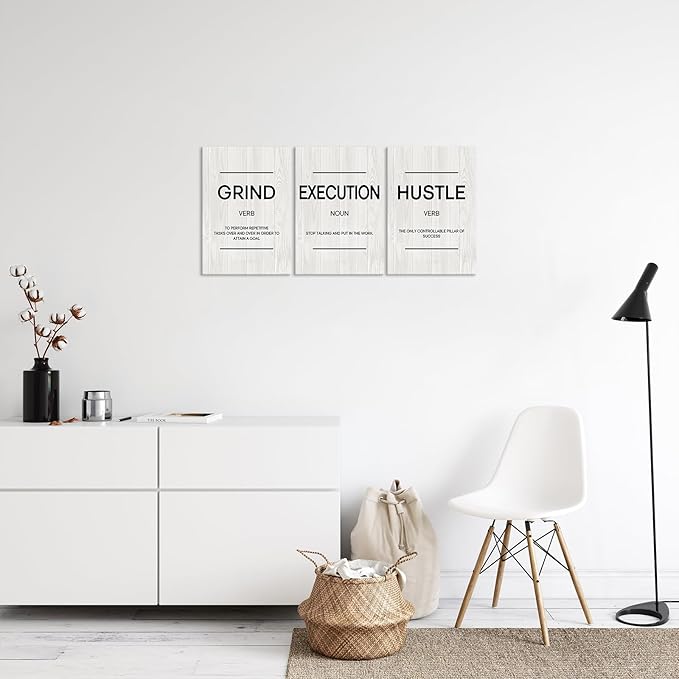 Grind Hustle Execution Wall Art Motivational Wall Decor Inspirational Quotes Pictures Posters Framed Canvas Wall Art Prints Goal Artwork Home Office Wall Decor Ready to Hang